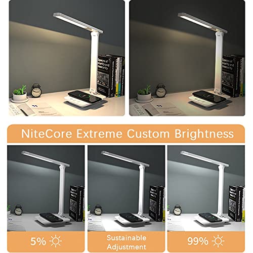 Table Lamp Charging Stepless Dimmable Touch Foldable Desk Lamp Reading Eye Protect Study Night Light (OneColor 10W)
