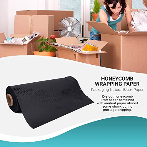 APQ Honeycomb Wrapping Paper 15 inch x 164 foot. Pack of 8 Rolls Biodegradable Packaging Black Paper 15” x 164’ Perforated Rolls Eco-Friendly Packaging Paper. Honeycomb Сardboard for Transportation.