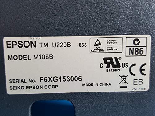 Epson TM-U220B M188B POS Receipt Printer USB Interface - Red & Black Ribbon - with Power Supply (Renewed)