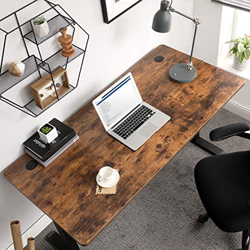 SONGMICS 55.1 x 27.6 Inches Electric Writing Desk, Standing Desk, Motorized Workstation, with Continuously Adjustable Height, Motor, Rustic Brown and Black ULSD012B01