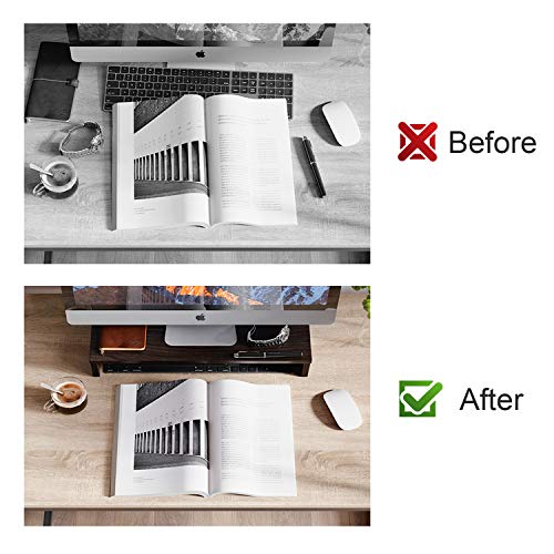 Bestier Computer Desk 47 Inches with Bookshelf and Wooden Monitor Stand Riser Combination Home Office Furniture Set Writing Desk with Storage Shelves