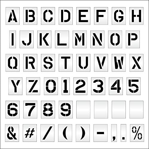 Pavement Stencils -12 inch MEGA Alpha/NUM Set - (64 Piece) - 12" x 9" x 1/16" (63 mil) - Light-Duty