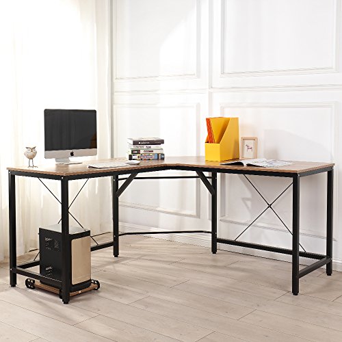 Soges 59 x 59 inches Large L-Shaped Desk Computer Desk L Desk Office Desk Workstation Desk, Oak CS-ZJ02-OK