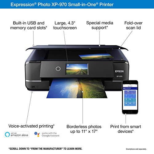 Epson Expression Photo XP-970 Wireless Color Photo Printer with Scanner and Copier (Renewed)
