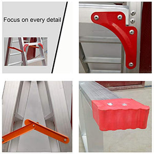 QDY Silver Aluminum Folding Ladder 4 Steps Stool with Anti-Slip Pedal