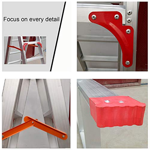 QDY Silver Aluminum Folding Ladder 4 Steps Stool with Anti-Slip Pedal