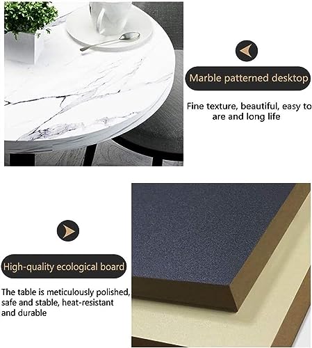 WEBERT Office Reception Room Club Table and Chair Set - Modern Design Minimalist Style Wooden Round Table - White - Set of 4