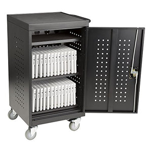 Fat Catalog 30-Bay Assembled Laptop/Tablet Charging Cart w/Double Pin Lock & Electric Compatible w/Chromebooks, iPad, Tablets & Laptop Computers (Assembled), Black (ALT-NOR1008-SO)