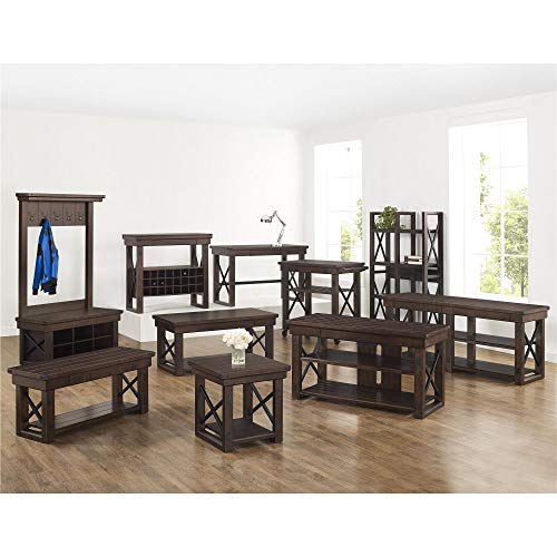 Ameriwood Home Wildwood Wood Veneer Entryway Hall Tree with Bench, Espresso