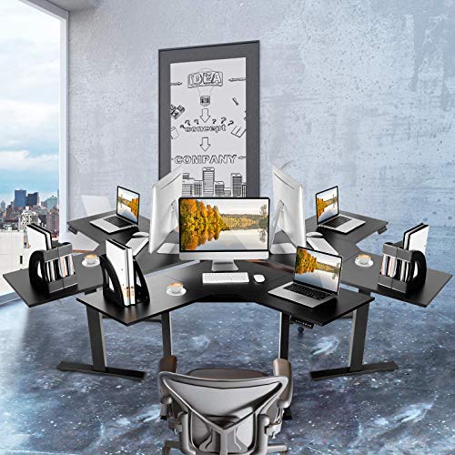 ERGOSOFT L Shaped Dual Motor Electric Height Adustable Standing Desk, 48" Computer Corner Desk, Home Gaming Desk, Office Writing Workstation, Black