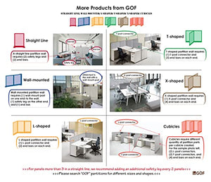 GOF Large Fabric Room Divider Panel, 96" W x 48" H - Freestanding Office Partition