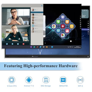 LINGHUFOX 75 Inch Interactive Whiteboard with 4K UHD Touch Screen - All-in-One Smart Board for Classroom and Office