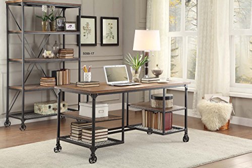 Homelegance 5099-15 Wood and Metal Writing Desk, Brown/Black