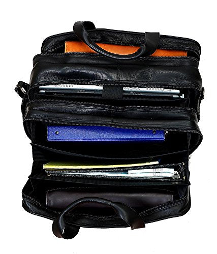 Claire Chase Jumbo Executive Laptop Leather Briefcase, Computer Bag in Saddle