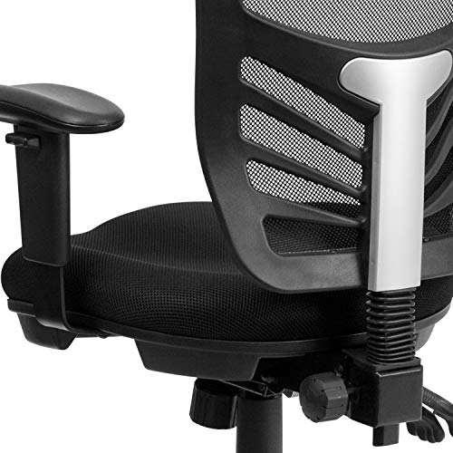 Flash Furniture Mid-Back Black Mesh Multifunction Executive Swivel Ergonomic Office Chair with Adjustable Arms