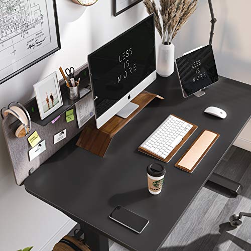 FAMISKY Dual Motor Adjustable Height Electric Standing Desk, Storage Panel with Tray, 48 x 24 Inches Stand Up Table, Sit Stand Home Office Desk with Splice Tabletop, Black Frame/Black Top