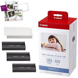 Canon SELPHY CP1300 Wireless Compact Photo Printer (Black) + Canon KP-108IN Color Ink Paper Set (Produces up to 108 of 4 x 6" prints) + Xtech Custom Case + USB Printer Cable + HeroFiber Cleaning Clot