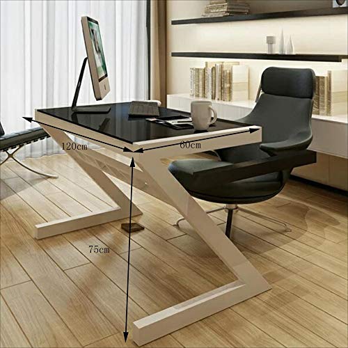 Folding Table NAN Liang Z-Shaped Tempered Glass Computer Desk Desktop Home Desk - 3 (Color : Black, Size : 1206075cm)