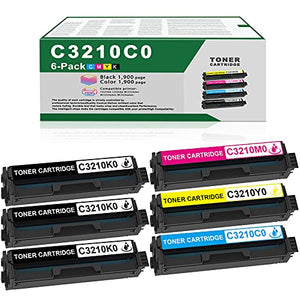 6 Pack (3 Black + 1 Cyan + 1 Magenta + 1 Yellow) Compatible C3210K0 C3210C0 C3210M0 C3210Y0 Toner Cartridge Replacement for Lexmark C3224dw C3326dw MC3224dwe MC3224adwe MC3326adwe Printer