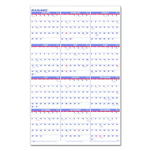 AT-A-GLANCE Paper Wall Calendar 2017, Yearly, 24 x 36", NON-Erasable (PM12-28)