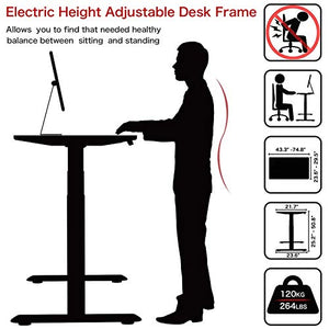 AIMEZO Electric Stand Up Desk Frame w/Dual Motor 3 Tiers Legs Smart Height Adjustable Standing Desk Base Home Office DIY Ergonomic Workstation (Gray)