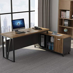 Tribesigns L Shaped Computer Desk, Large Executive Office Desk, 55 Inch Computer Table Workstation with Storage File Cabinet