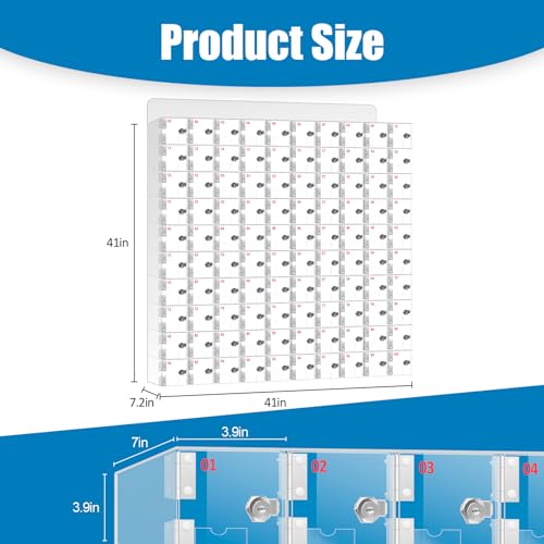 QUARPAL Acrylic Clear Cell Phone Locker Storage Box with Door Locks - Wall Mounted (100)