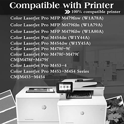 4 Pack W2020A Black Compatible Toner Cartridge Replacement for HP 414A | W2020A to use with Color Pro MFP M479fnw M479fdn M479fdw M454dn M454dw M453-M454 Series Printer Toner