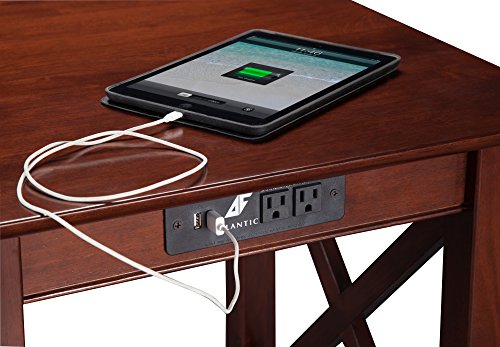 Atlantic Furniture Lexi Printer Stand with Charging Station, Walnut