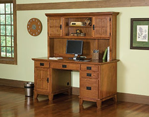 Arts and Crafts Cottage Oak Double Pedestal Desk and Hutch by Home Styles