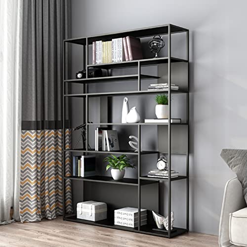 RASHIV Floor-to-Ceiling Wrought Iron Bookshelf (Black 120 * 30 * 180cm)