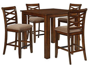 Standard Furniture Redondo Counter Height Table and Four Chairs Set, Cherry Brown