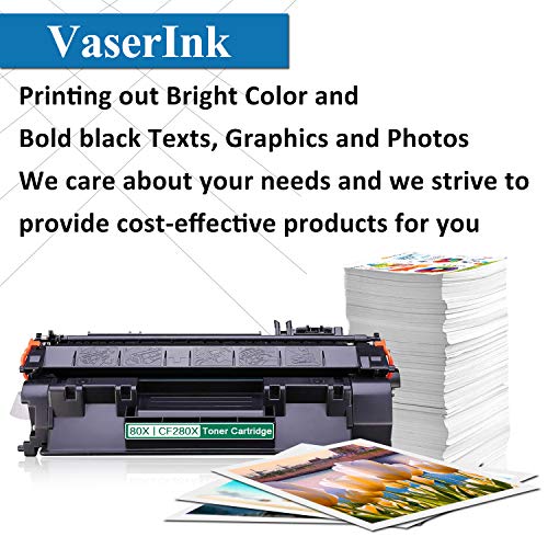 6 Pack High Yield Black Pro 400 M401n M401dw M401dne M401dn MFP M425dn Printer Toner Replacement for HP 80X | CF280X Toner Cartridge - by VaserInk