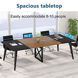 Tribesigns 8FT Conference Table, Large Modern Meeting Table with Grommet Holes