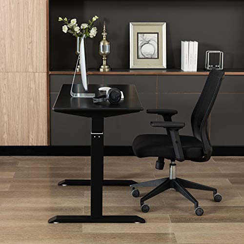 Zoopolyn Electric Standing Desk with Whole Piece MDF Board 48"X24" Height Adjustable Desk for Home Office Black Frame Black Top