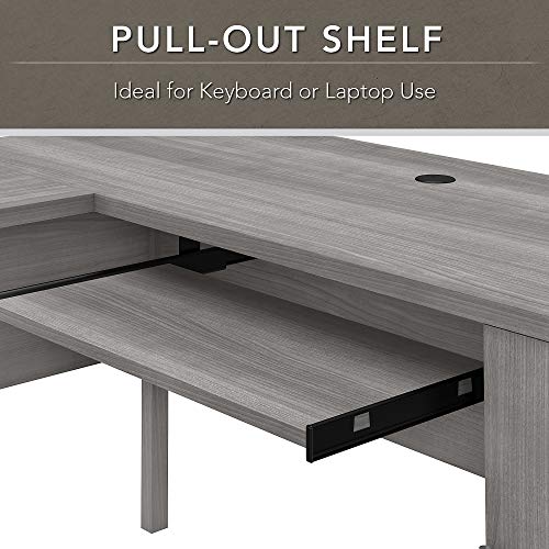 Bush Furniture Somerset L Shaped Desk with Hutch in Platinum Gray - Home Office Corner Table