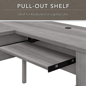 Bush Furniture Somerset L Shaped Desk with Hutch and 5 Shelf Bookcase, 60W, Platinum Gray