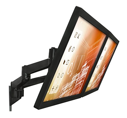 Mount-It! Dual Full Motion Monitor Wall Mount, Compatible with VESA 75 and 100, Fits Computer Screens 19, 20, 21, 24, 27, 30 Inches, Black (MI-43114B)