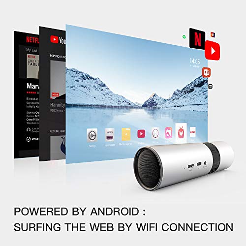 JmGO P2 Smart Mini Projector, Native 720P HD Portable Projector: 250 ANSI lm, 1080P FULL HD Supported,10W Dolby Digital Speaker, 3D, WI-FI, Android OS, Wi-Fi, DLP, 180" Picture