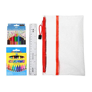 50 Piece Pack Bulk School Supplies Kit for Students, Teachers, Back to School Drives - Wholesale Case Bundle of 24 Kits