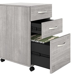 Bush Business Furniture Hybrid 3 Drawer Mobile File Cabinet - Assembled, Platinum Gray
