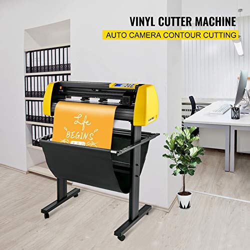 VEVOR Vinyl Cutter Machine, 870mm Cutting Plotter, Automatic Camera Contour Cutting 34” Plotter Printer with Floor Stand Vinyl Cutting Machine Adjustable Force and Speed for Sign Making Plotter Cutter