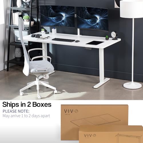 VIVO Electric Height Adjustable Stand Up Desk, White, 71 x 30 inch, Dual Motor Frame, Preset Controller - E2B Series