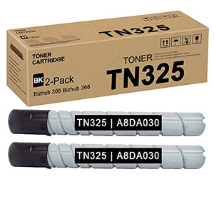 TN325 | A8DA030 (Black,2 Pack) Toner Cartridge Replacement for Konica Minolta Bizhub 308 368 Toner Kit Printer (28500 Yield)
