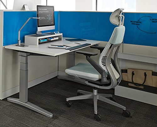 Steelcase Gesture Office Desk Chair with Headrest Cogent Connect Graphite Fabric Standard Black Frame Hard Floor Caster Wheels Hard Floor Caster Wheels