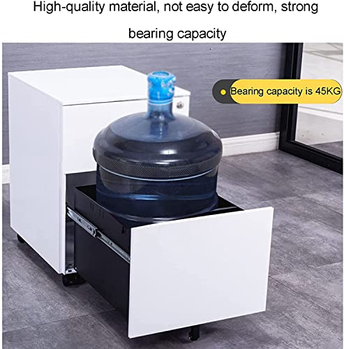 Vertical Metal File Cabinet with 3 Drawers and 5 Wheels - Black