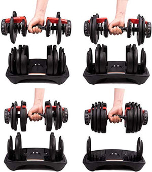 Deloboll Adjustable Dumbbell Set 50 lbs Fitness Dial Dumbbell Series Strength Training Weights Gym Equipment for Man and Women 2 pack (1 Pair)