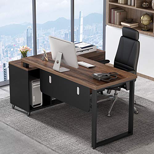 Tribesigns L-Shaped Computer Desk, 55 Inch Large Executive Office Desk with Drawers Business Furniture Workstation with 47 inch File Cabinet