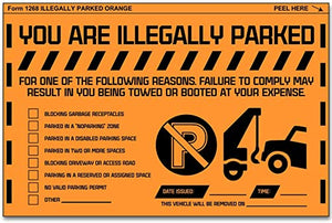 MESS Parking Violation Stickers Hard to Remove - 1000 Multi-Reason Tow Warnings No Parking Stickers - Bad Parking Stickers, Super Sticky Towing Tags for Parked Cars and Trucks - 8x5 in., Orange