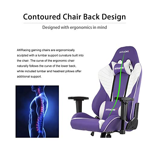 AKRacing Core Series SX Gaming Chair with High Backrest, Recliner, Swivel, Tilt, Rocker and Seat Height Adjustment Mechanisms with 5/10 Warranty - Lavender